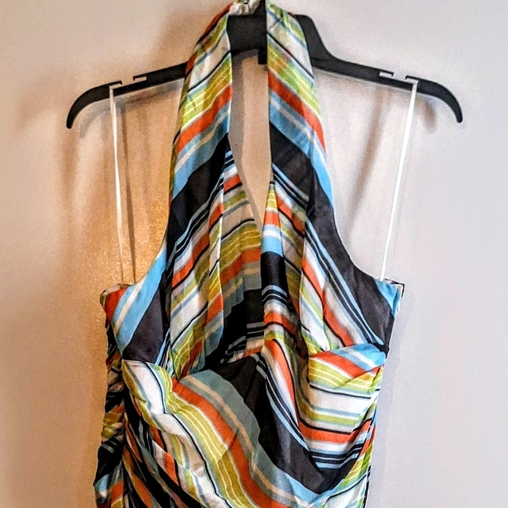 NWT JS Collections Colorful Silk Striped Halter Blouse - Picture 9 of 9